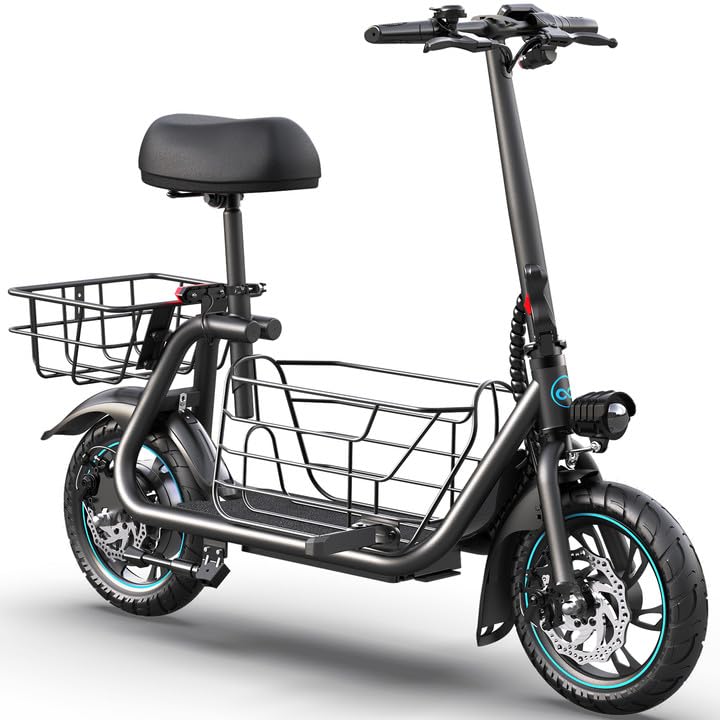 Electric Scooter with Seat & Basket