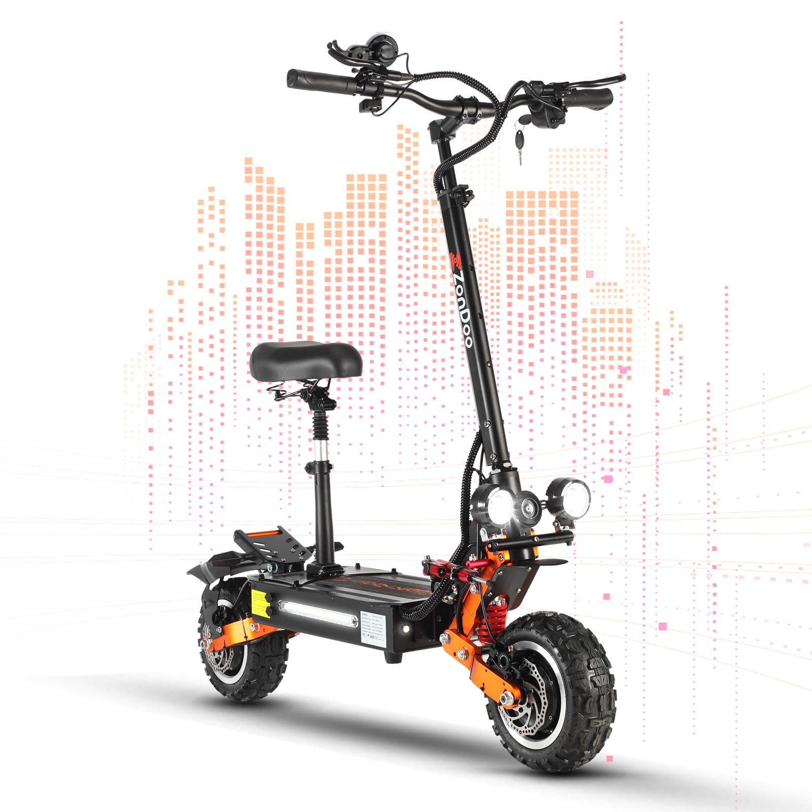 Dual Motor All-Terrain Electric Scooter with Seat