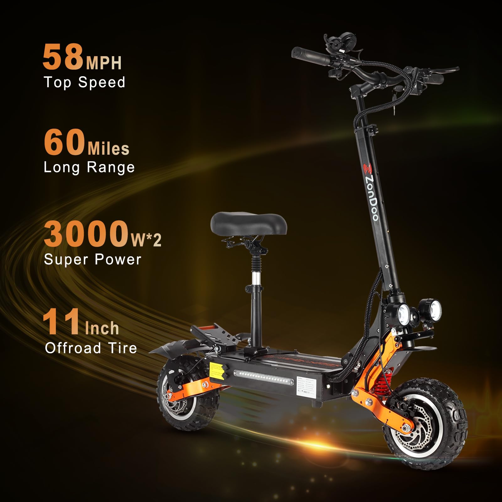 Dual Motor All-Terrain Electric Scooter with Seat