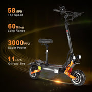 Dual Motor All-Terrain Electric Scooter with Seat