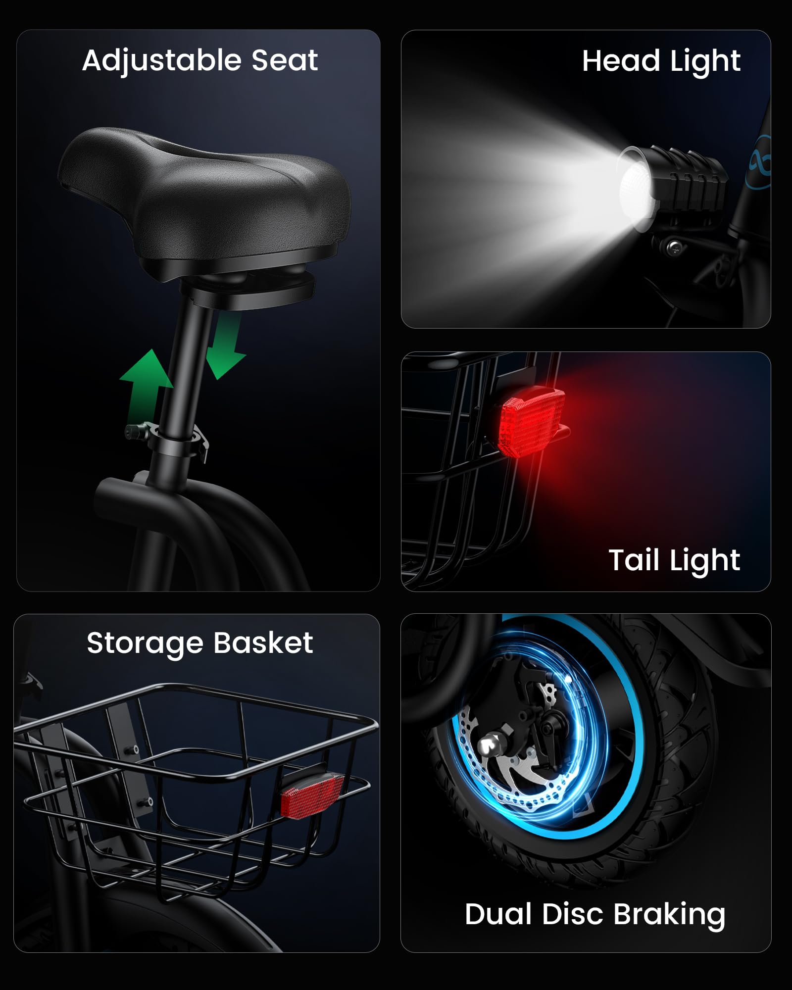 Electric Scooter with Seat & Basket