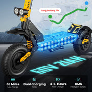 Dual Motor All-Terrain Electric Scooter with Seat
