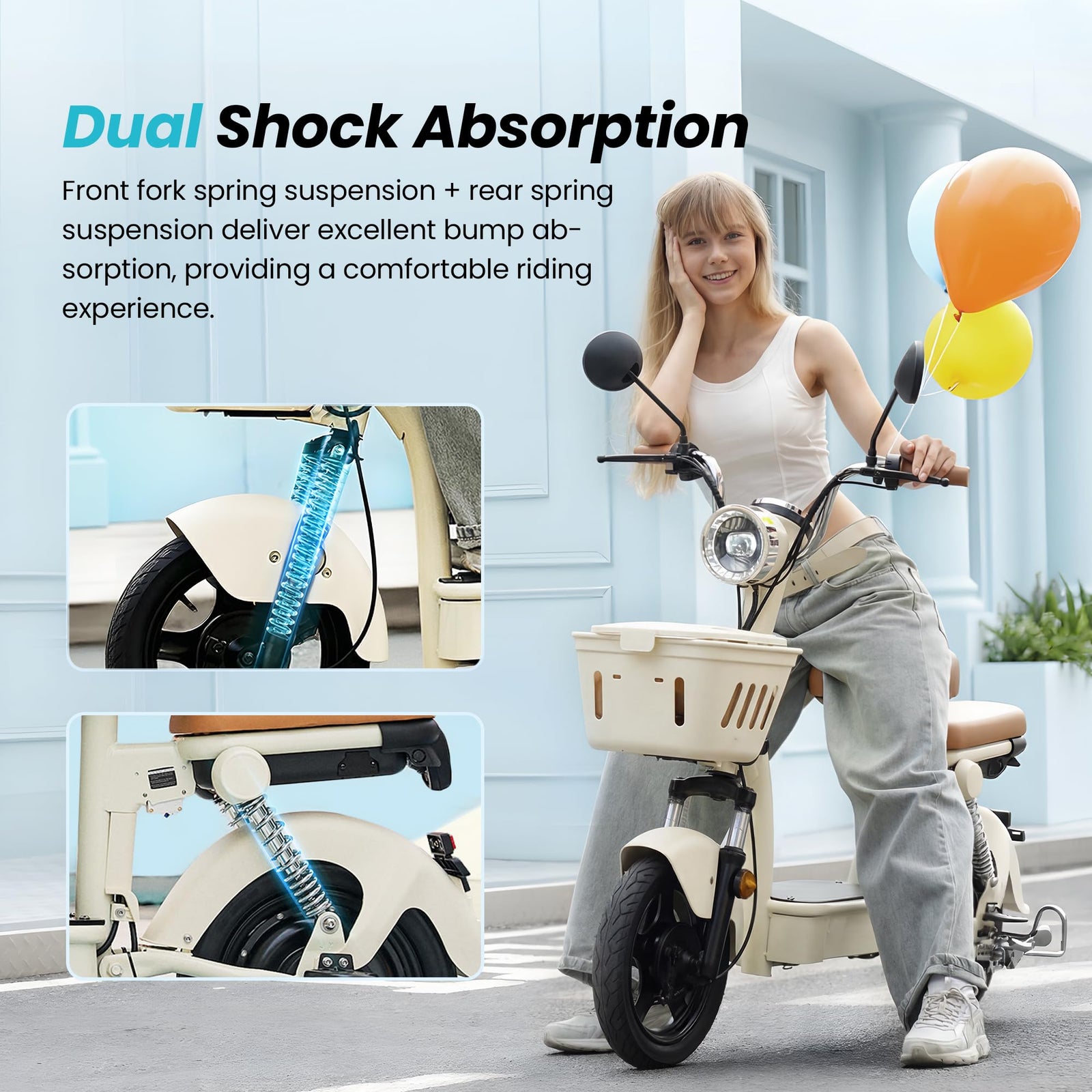 Electric Scooter with Seat & Basket