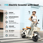 Electric Scooter with Seat & Basket
