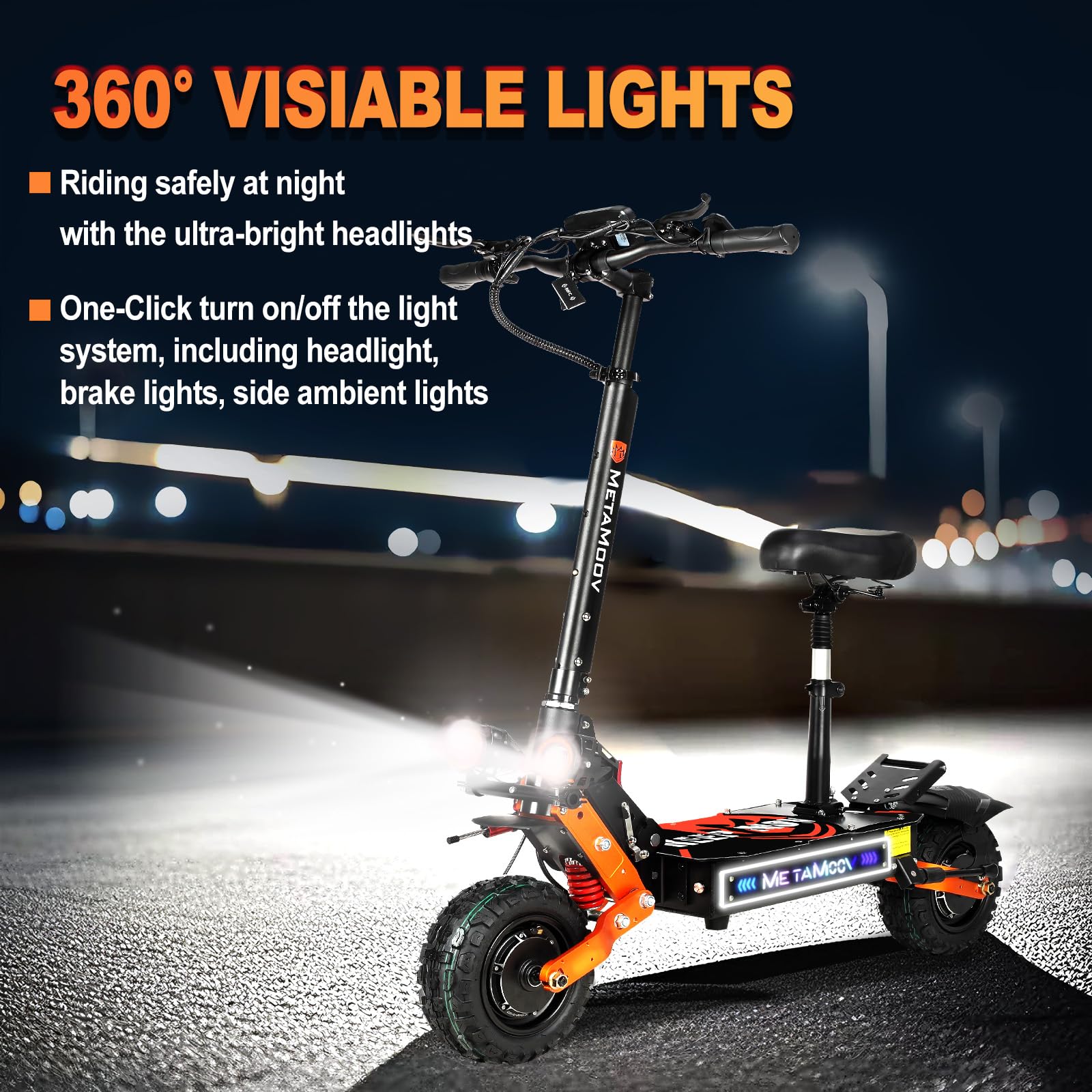 Dual Motor All-Terrain Electric Scooter with Seat