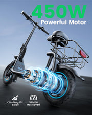Electric Scooter with Seat & Basket