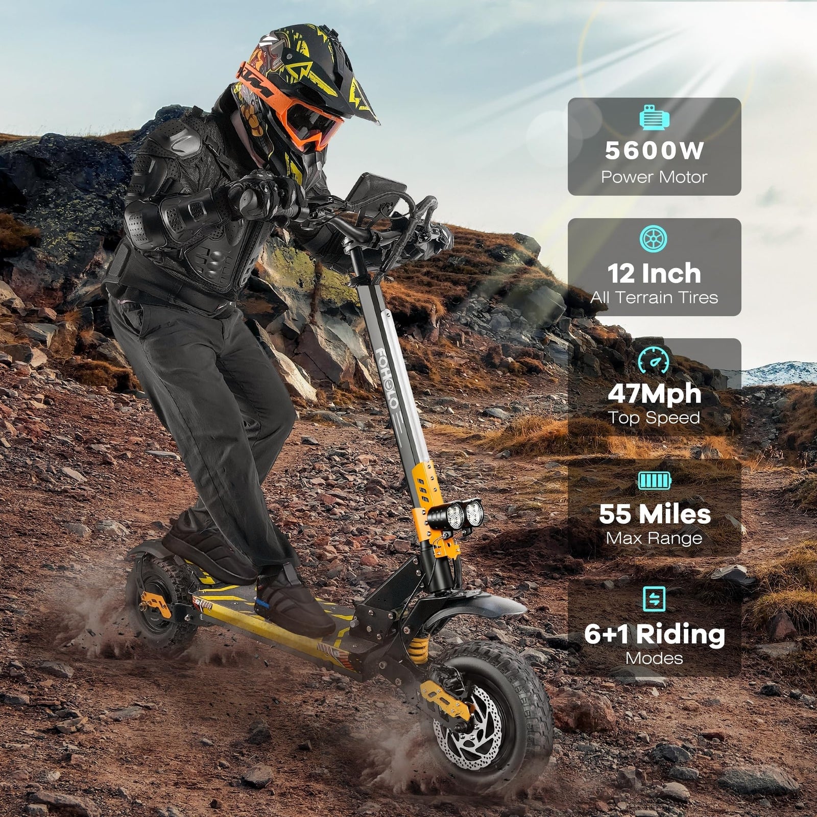 Dual Motor All-Terrain Electric Scooter with Seat